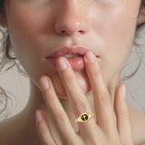 Spiritual Elegance Sterling Silver With 14K Vermeil Plate Faith Cross Women Ring with Black Accent by Peter Stone Jewelry VRI2474 - Jewelry