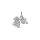 Flying Hummingbird with Flower Solid Gold Charm