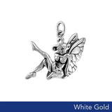 Enchanted Sitting Fairy Solid White Gold Charm WCM656 - Jewelry