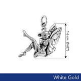 Enchanted Sitting Fairy Solid White Gold Charm WCM656 - Jewelry