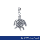 Celtic Sea Turtle 14K White Gold Pendant WPD082 - Jewelry