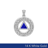 AA Recovery with Celtic Boarder 14K White Gold Pendant WPD3938