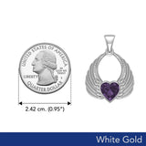 Gemstone Heart Angel Wings White Gold Pendant WPD5169 - Jewelry