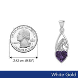 Horse Over Heart Gemstone White Gold Pendant WPD5291 - Jewelry