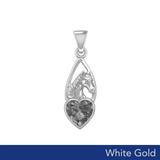 Horse Over Heart Gemstone White Gold Pendant WPD5291