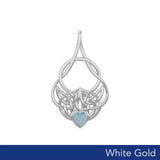 Celtic Knotwork White Gold Pendant with Heart Gemstone WPD5292 - Jewelry