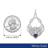 Celtic Knotwork White Gold Pendant with Heart Gemstone WPD5292 - Jewelry