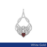 Celtic Knotwork White Gold Pendant with Heart Gemstone WPD5292 - Jewelry