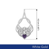 Celtic Knotwork White Gold Pendant with Heart Gemstone WPD5292 - Jewelry