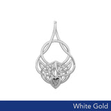 Celtic Knotwork White Gold Pendant with Heart Gemstone WPD5292 - Jewelry