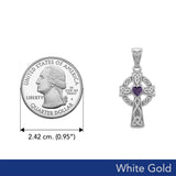 Celtic Cross White Gold Pendant with Heart Gemstone WPD5337 - Jewelry