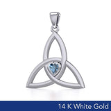 The Celtic Trinity Knot 14 Karat White Gold Pendant with Heart Gemstone WPD5342 - Jewelry