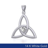 The Celtic Trinity Knot 14 Karat White Gold Pendant with Heart Gemstone WPD5342 - Jewelry