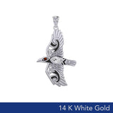 Mythical Raven 14K White Gold Jewelry Pendant with Gemstone WPD5382 - Jewelry