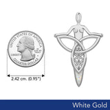 Celtic Trinity Knot Goddess Solid White Gold Pendant with Inlay WPD5654