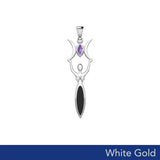 Triple Goddess with Marquise Gemstone Solid White Gold Pendant WPD5659 - Jewelry