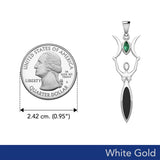 Triple Goddess with Marquise Gemstone Solid White Gold Pendant WPD5659 - Jewelry