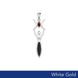 Triple Goddess with Marquise Gemstone Solid White Gold Pendant WPD5659 - Jewelry