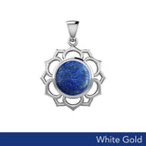 Chakra Solid White Gold Pendant with Large Stone WPD5687 - Jewelry