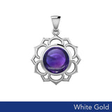 Chakra Solid White Gold Pendant with Large Stone WPD5687 - Jewelry