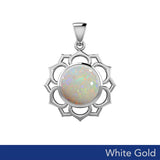 Chakra Solid White Gold Pendant with Large Stone WPD5687 - Jewelry