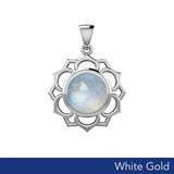 Chakra Solid White Gold Pendant with Large Stone WPD5687 - Jewelry