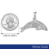 Celtic Filigree Dolphin Solid White Gold Pendant WPD5699