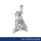 Celtic Howling Wolf Solid Gold Pendant GPD5717