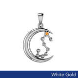 Crescent Moon and Scorpio Astrology Constellation Solid White Gold Pendant WPD5773 - Jewelry