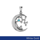 Crescent Moon and Sagittarius Astrology Constellation Solid White Gold Pendant WPD5774 - Jewelry
