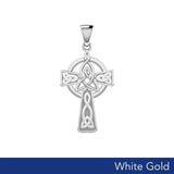 Celtic Cross with Trinity Knot Solid White Gold Pendant WPD5809 - Jewelry