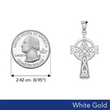 Celtic Cross with Trinity Knot Solid White Gold Pendant WPD5809 - Jewelry