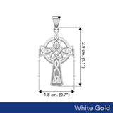 Celtic Cross with Trinity Knot Solid White Gold Pendant WPD5809 - Jewelry