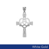 Celtic Cross with Trinity Heart Solid White Gold Pendant WPD5810 - Jewelry