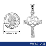 Celtic Cross with Trinity Heart Solid White Gold Pendant WPD5810