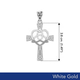 Celtic Cross with Trinity Heart Solid White Gold Pendant WPD5810 - Jewelry