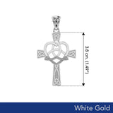 Celtic Cross with Trinity Heart Solid White Gold Pendant WPD5810