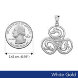 Dragon with Triskele Solid White Gold Pendant WPD5819 - Jewelry