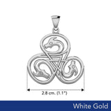 Dragon with Triskele Solid White Gold Pendant WPD5819 - Jewelry