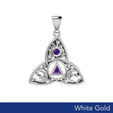 Celtic Trinity Recovery Pendant Solid White Gold with Gemstone WPD5842