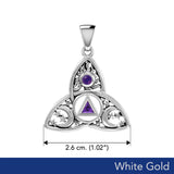 Celtic Trinity Recovery Pendant Solid White Gold with Gemstone WPD5842