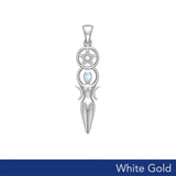 Goddess with Five-Pointed Star Solid White Gold Pendant with Gemstone WPD5860