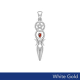 Goddess with Five-Pointed Star Solid White Gold Pendant with Gemstone WPD5860