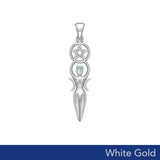 Goddess with Five-Pointed Star Solid White Gold Pendant with Gemstone WPD5860