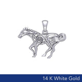 Celtic Running Horse 14K White Gold Pendant WPD5861