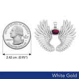 Guardian Angel Wings Solid White Gold Pendant with Birthstone WPD5867