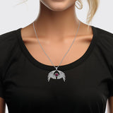 Guardian Angel Wings Solid White Gold Pendant with Birthstone WPD5870 - Jewelry
