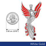 Celtic Phoenix Solid White Gold Pendant with Gems and Enamel WPD5873