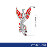 Celtic Phoenix Solid White Gold Pendant with Gems and Enamel WPD5873 - Jewelry