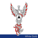 Celtic Phoenix Recovery Solid White Gold Pendant with Enamel WPD5874